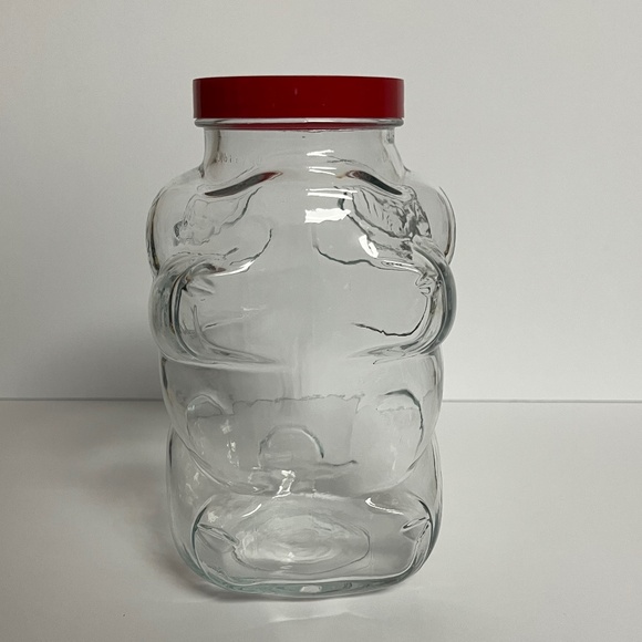 Vintage Libbey of Canada 7.5" Glass Pig Jar Coin Bank Red Plastic Screw Lid New - Picture 7 of 10